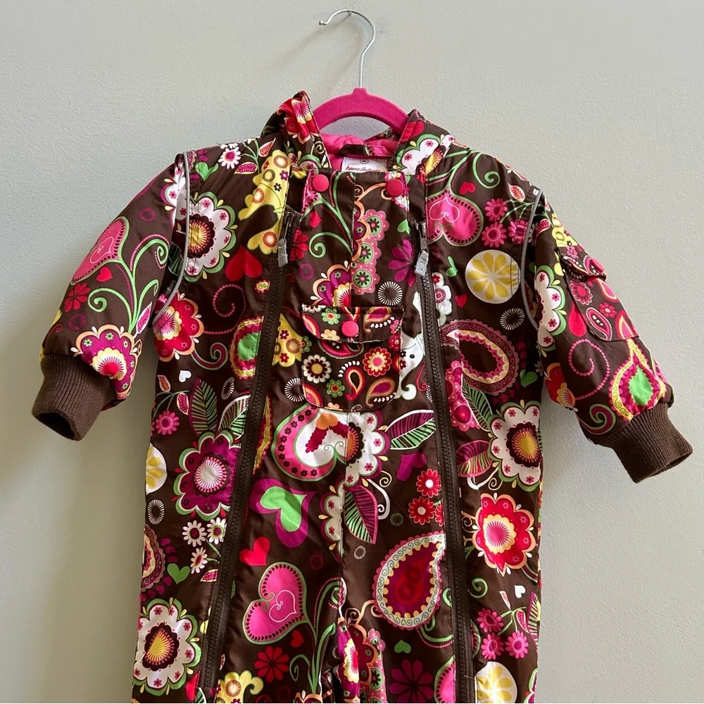 Hanna Andersson Brown Floral Paisley Hooded Baby Jacket